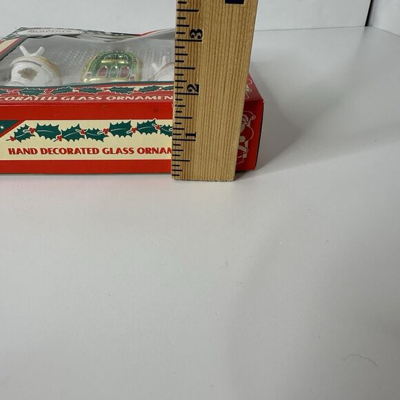 Vtg Bradford Novelty 4 Glass Soda Shop Ornaments Retro Christmas Hand Decorated - Picture 13 of 16